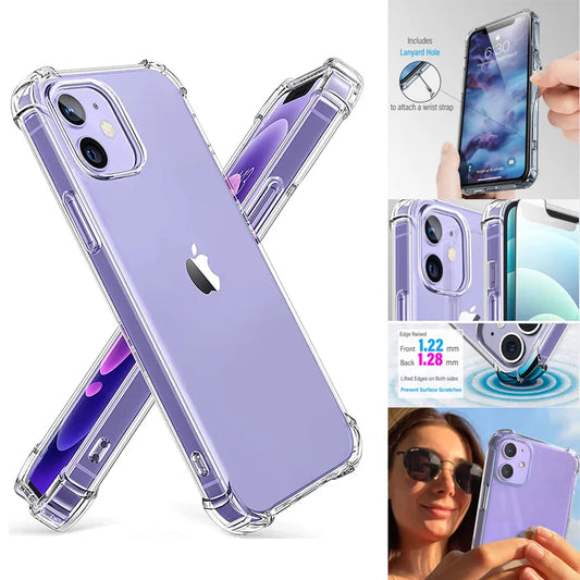 Clear Shockproof Phone Case For iPhone 15 13 12 11 Pro Max XS Max X XR 8 7 6 6S Plus SE 2020 12 13 14 Mini Silicone Case Cover